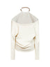 Ivory necklace-detail off-shoulder sweater