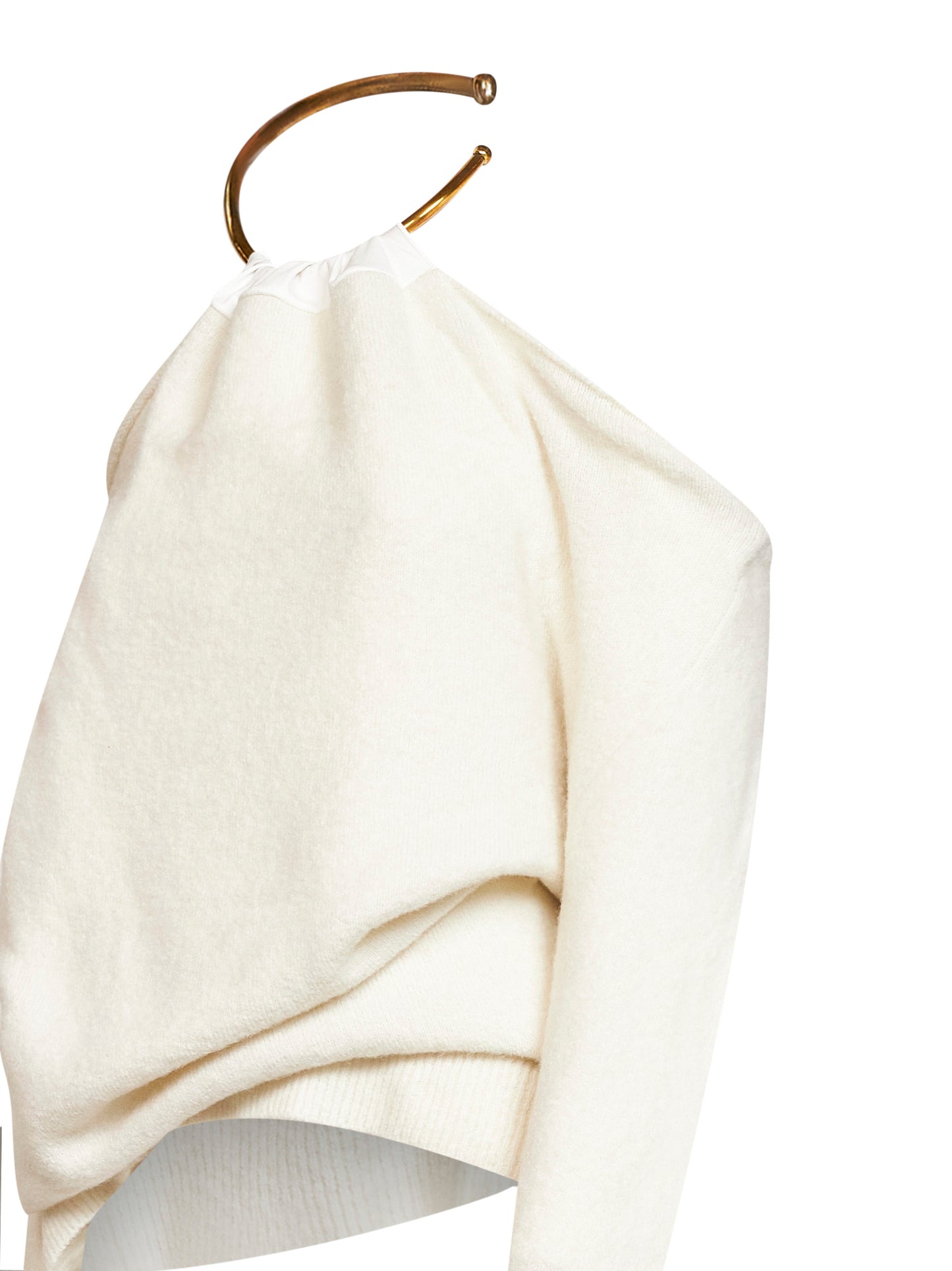 Ivory necklace-detail off-shoulder sweater