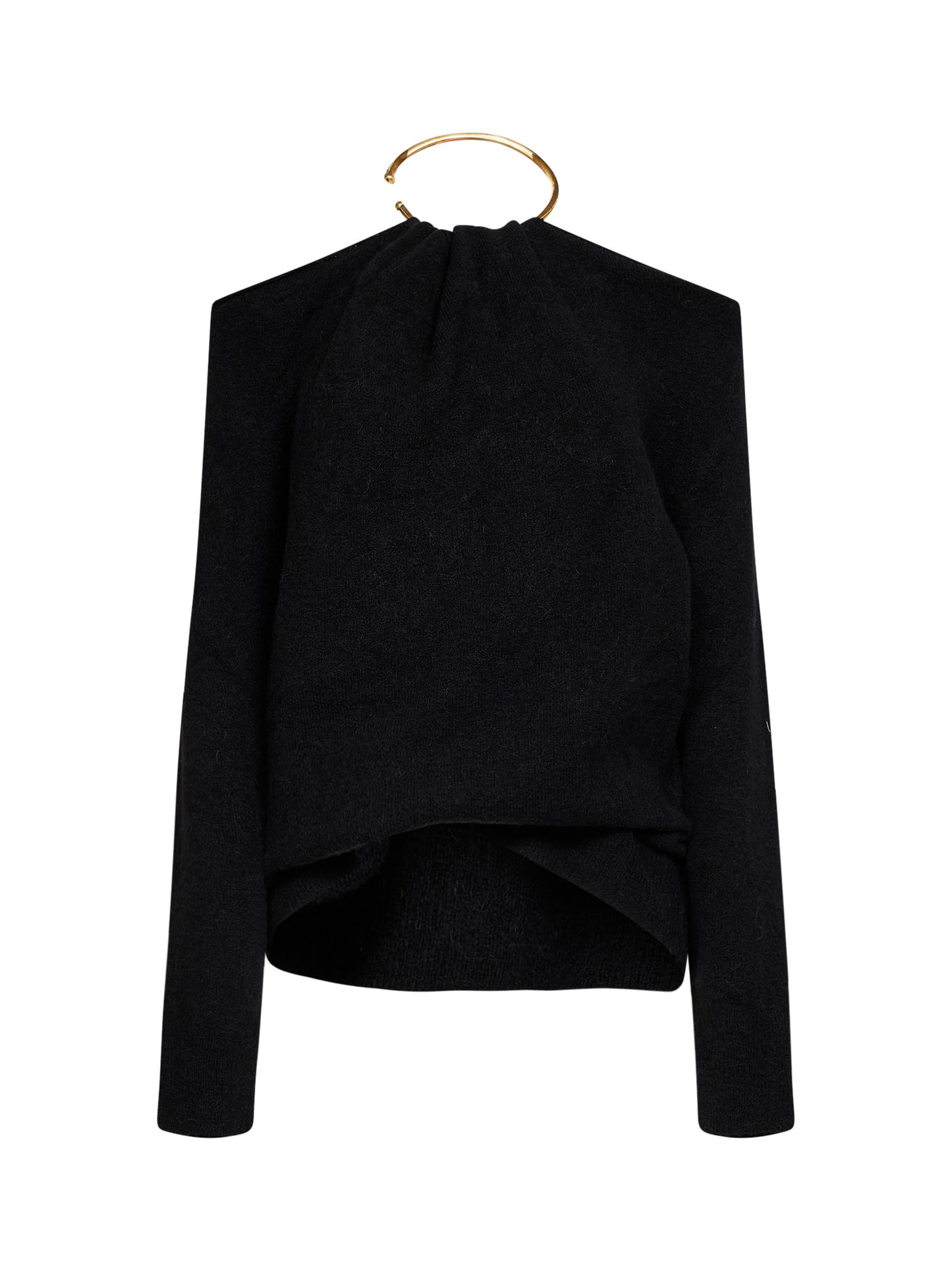 Maglione con spalle scoperte con collana in nero