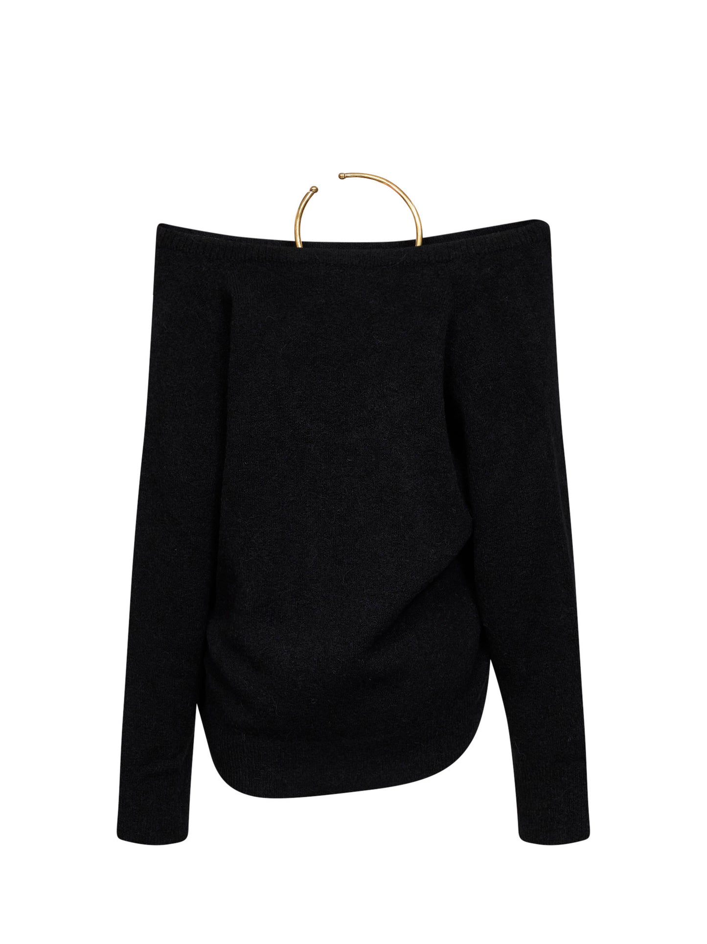Maglione con spalle scoperte con collana in nero