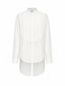Camicia con dettaglio plisettato e orlo asimmetrico in cotone bianco