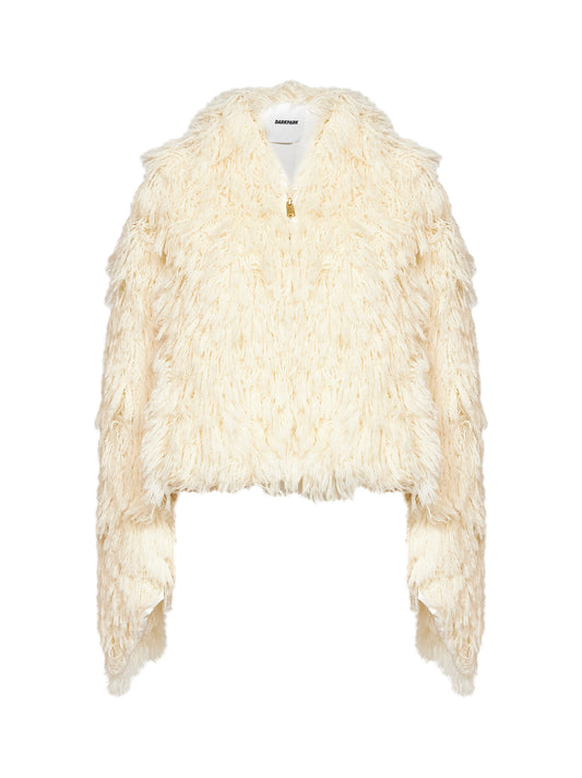 Giacca in lana Christy con zip in bianco