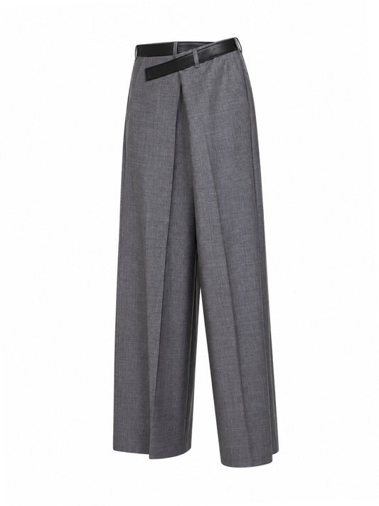 Pantaloni a gamba ampia Gaia con cintura in lana grigia