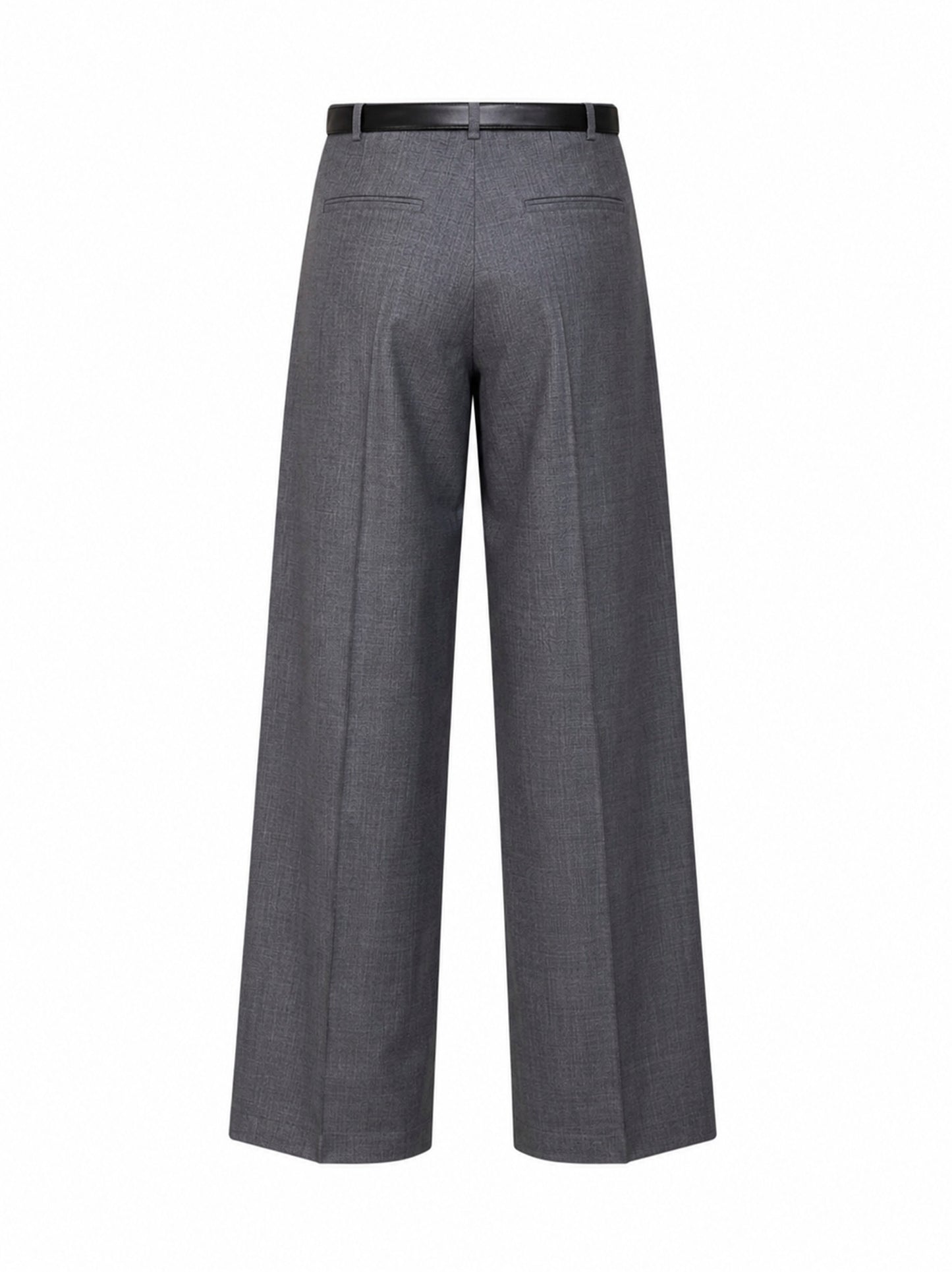 Grey Gaia wool wide-leg trousers with belt