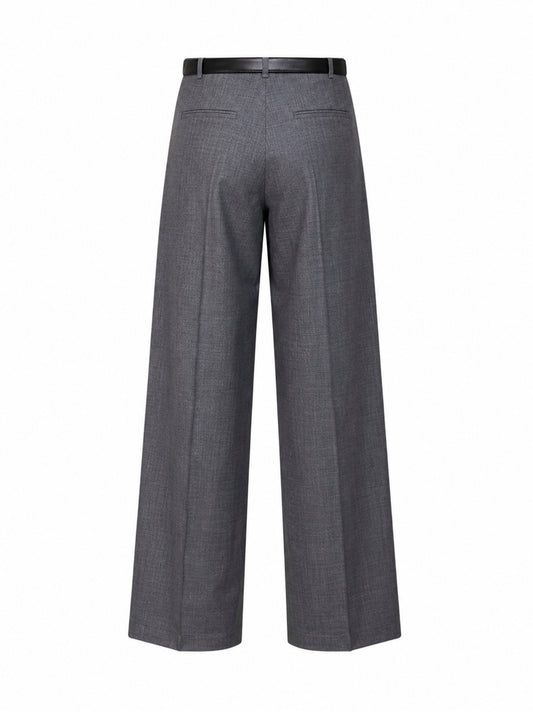 Pantaloni a gamba ampia Gaia con cintura in lana grigia