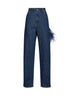 Jeans Lisa a gamba ampia con dettagli in piume in blu