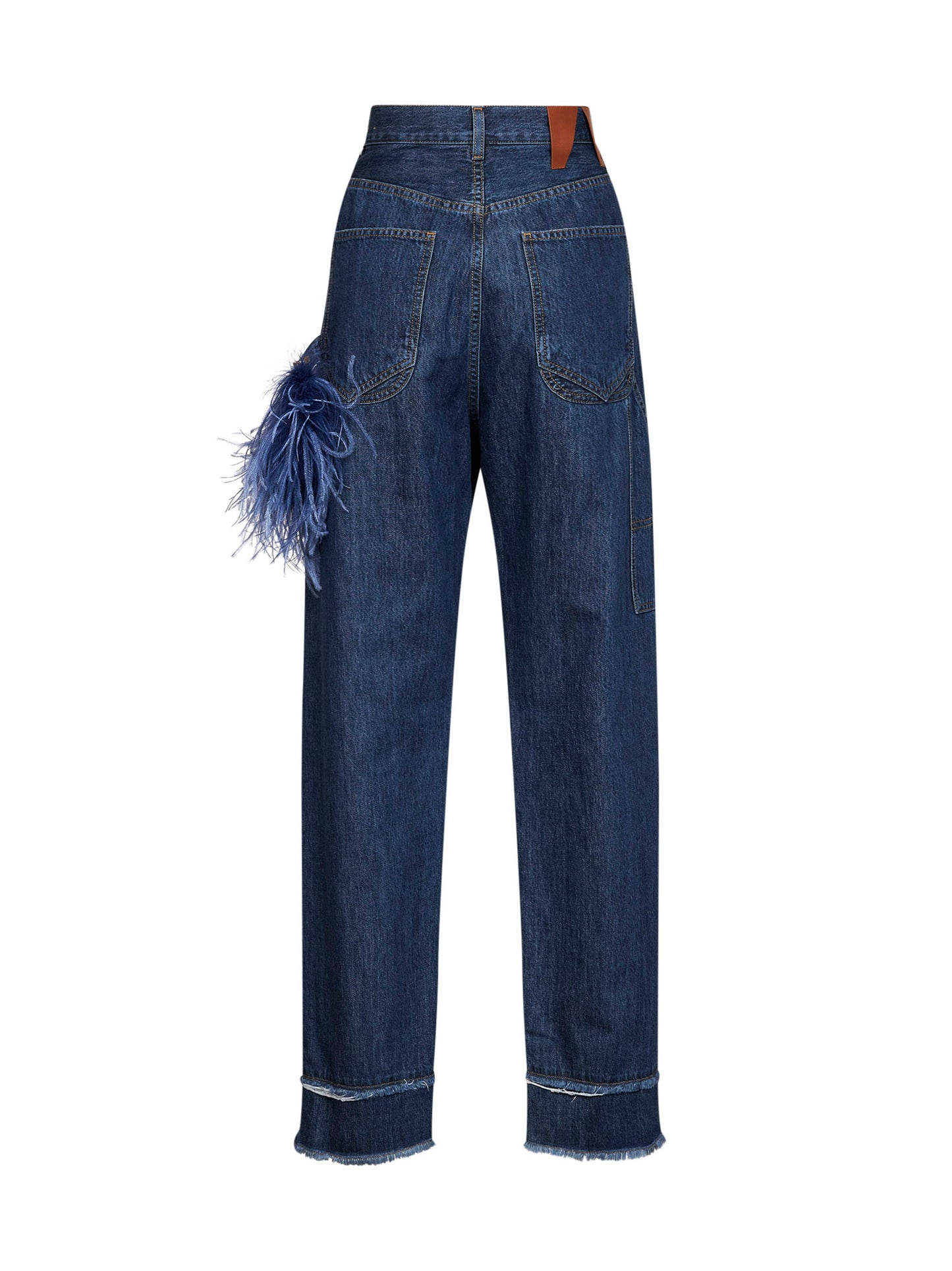 Jeans Lisa a gamba ampia con dettagli in piume in blu