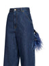 Jeans Lisa a gamba ampia con dettagli in piume in blu