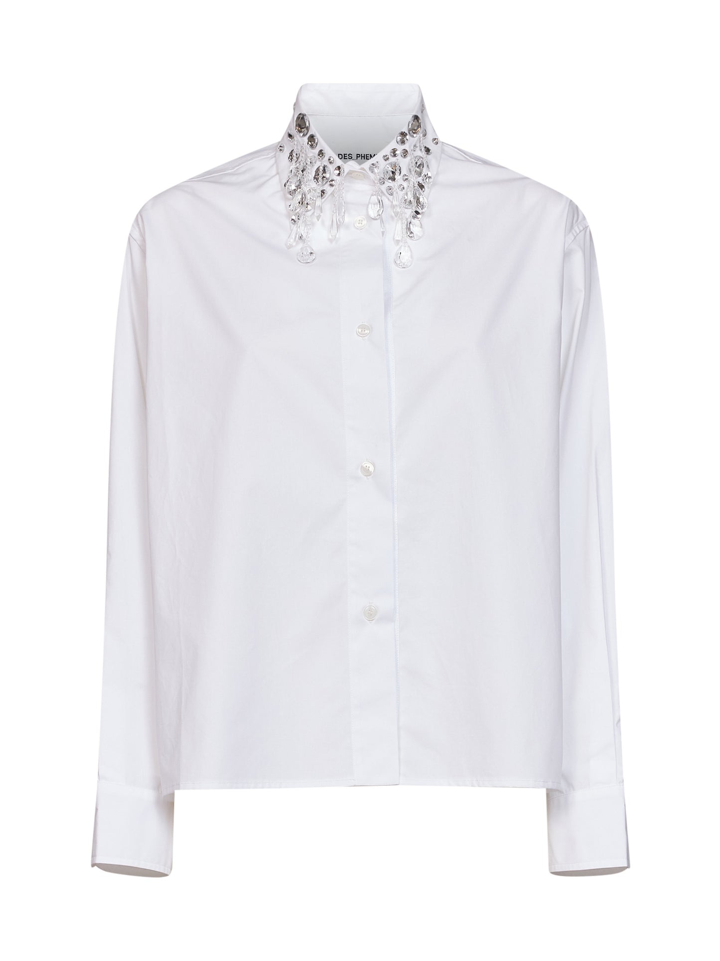 Camicia ricamata in popeline di cotone bianco