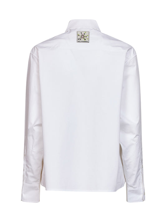 White cotton poplin embroidered shirt