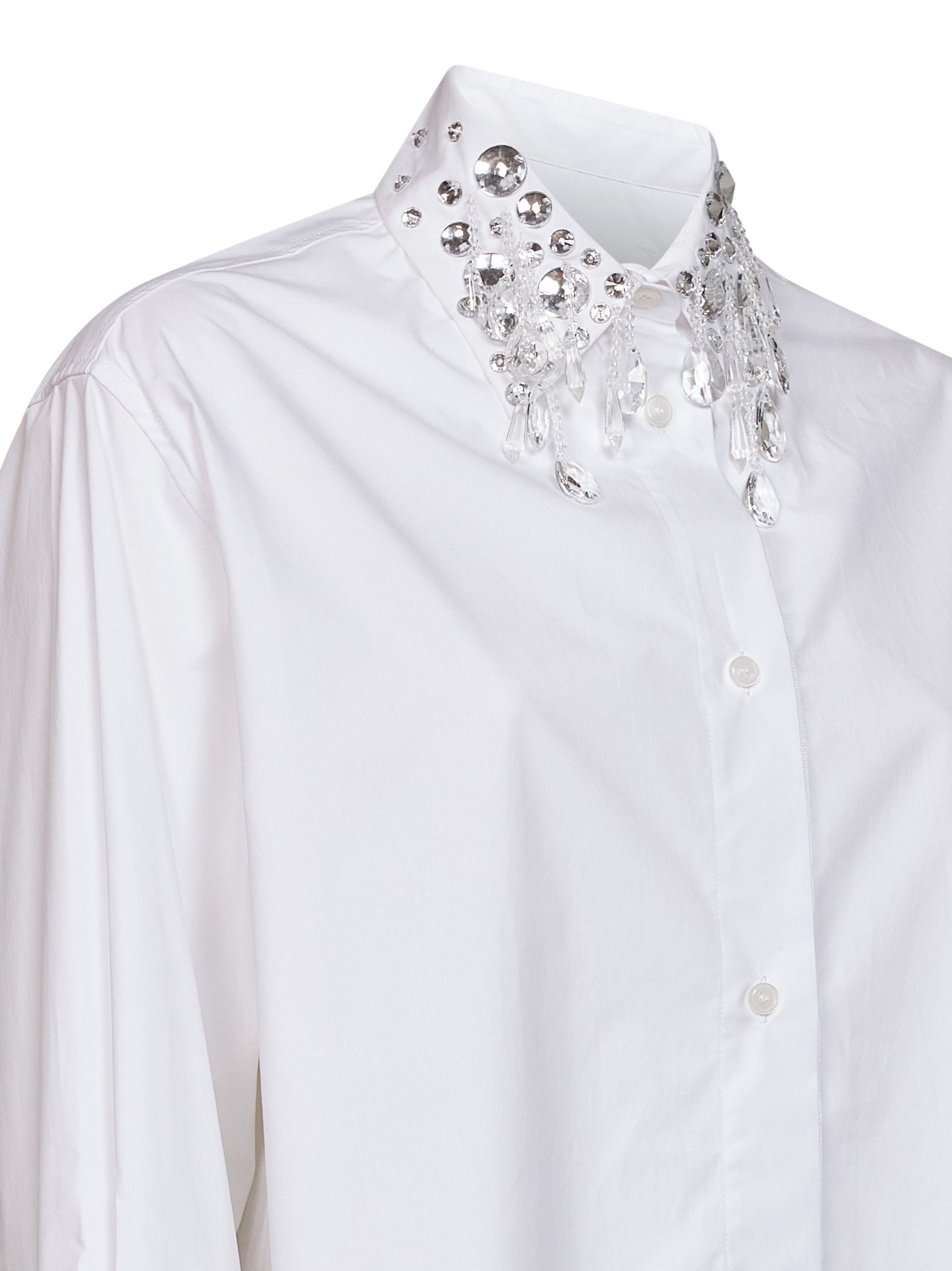 Camicia ricamata in popeline di cotone bianco
