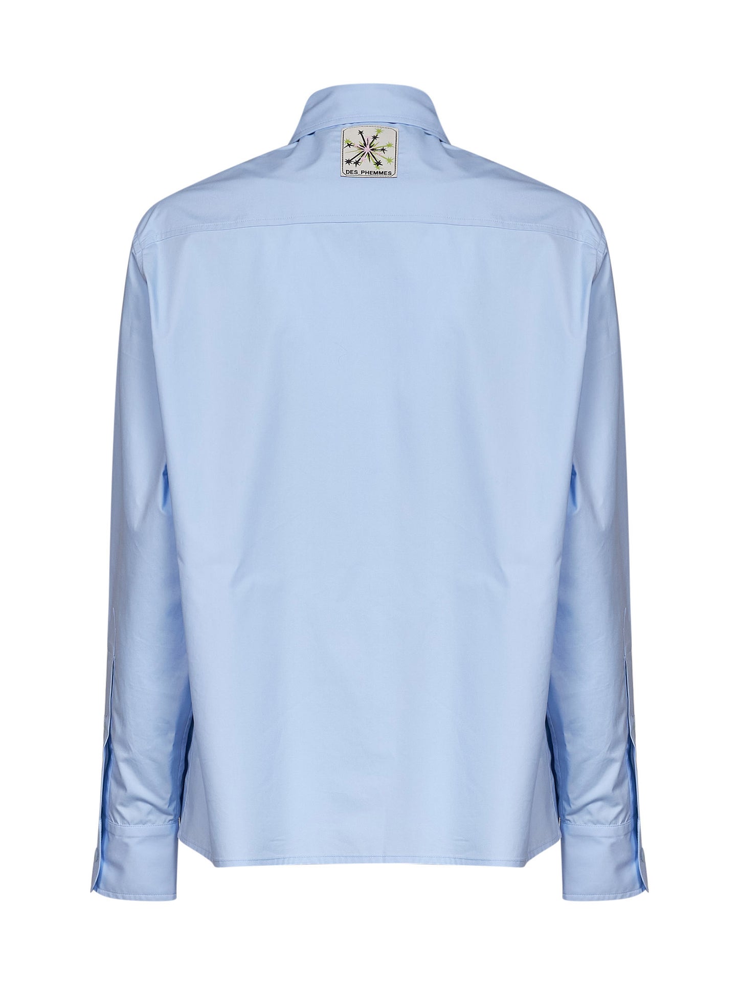 Light blue cotton poplin classic embroidered shirt