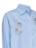 Light blue cotton poplin classic embroidered shirt