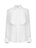 White silk organza shirt with a plastron
