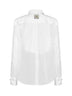 White silk organza shirt with a plastron