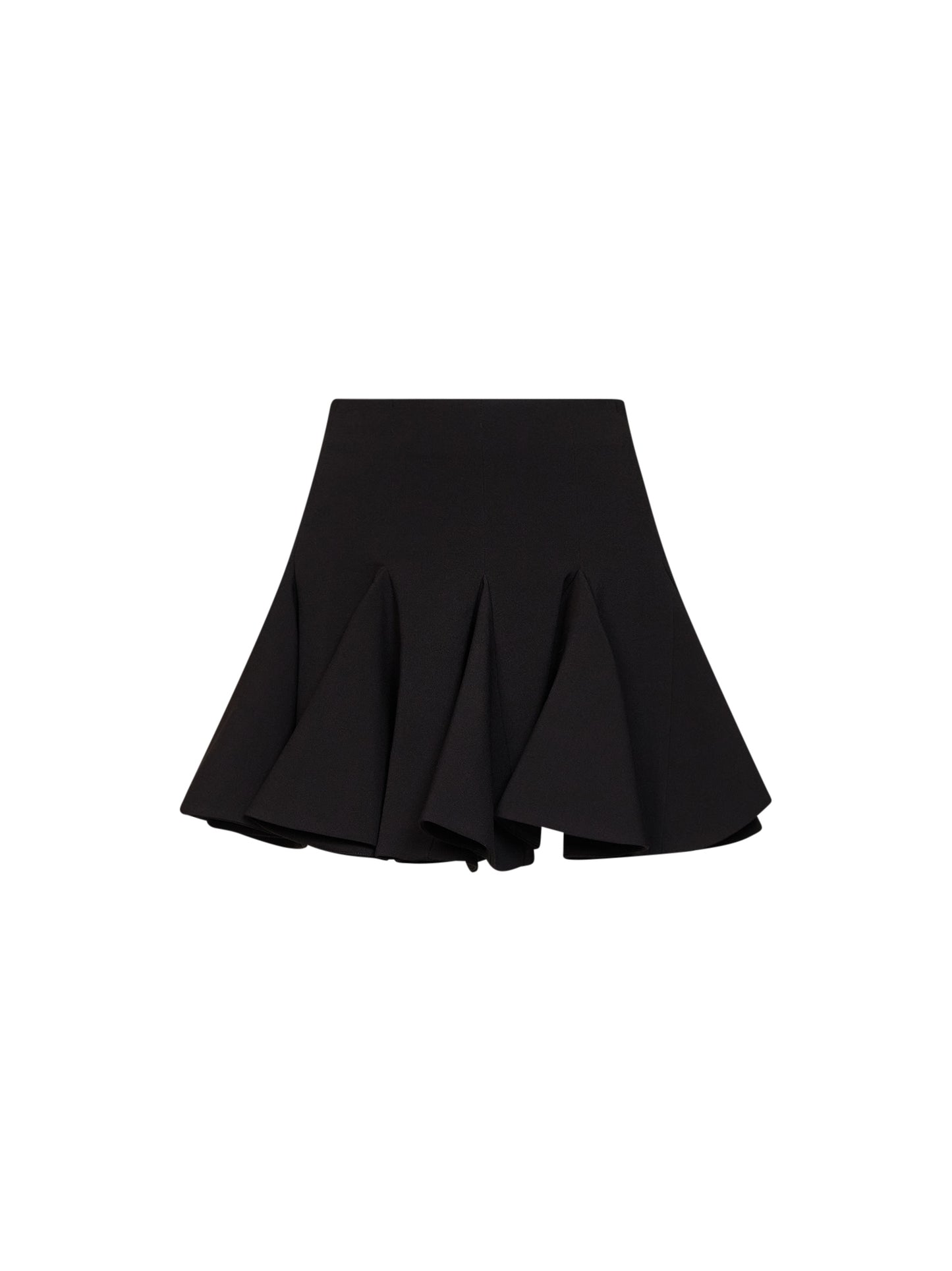 Black stretch crêpe flared mini skirt