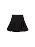Black stretch crêpe flared mini skirt