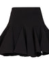 Black stretch crêpe flared mini skirt