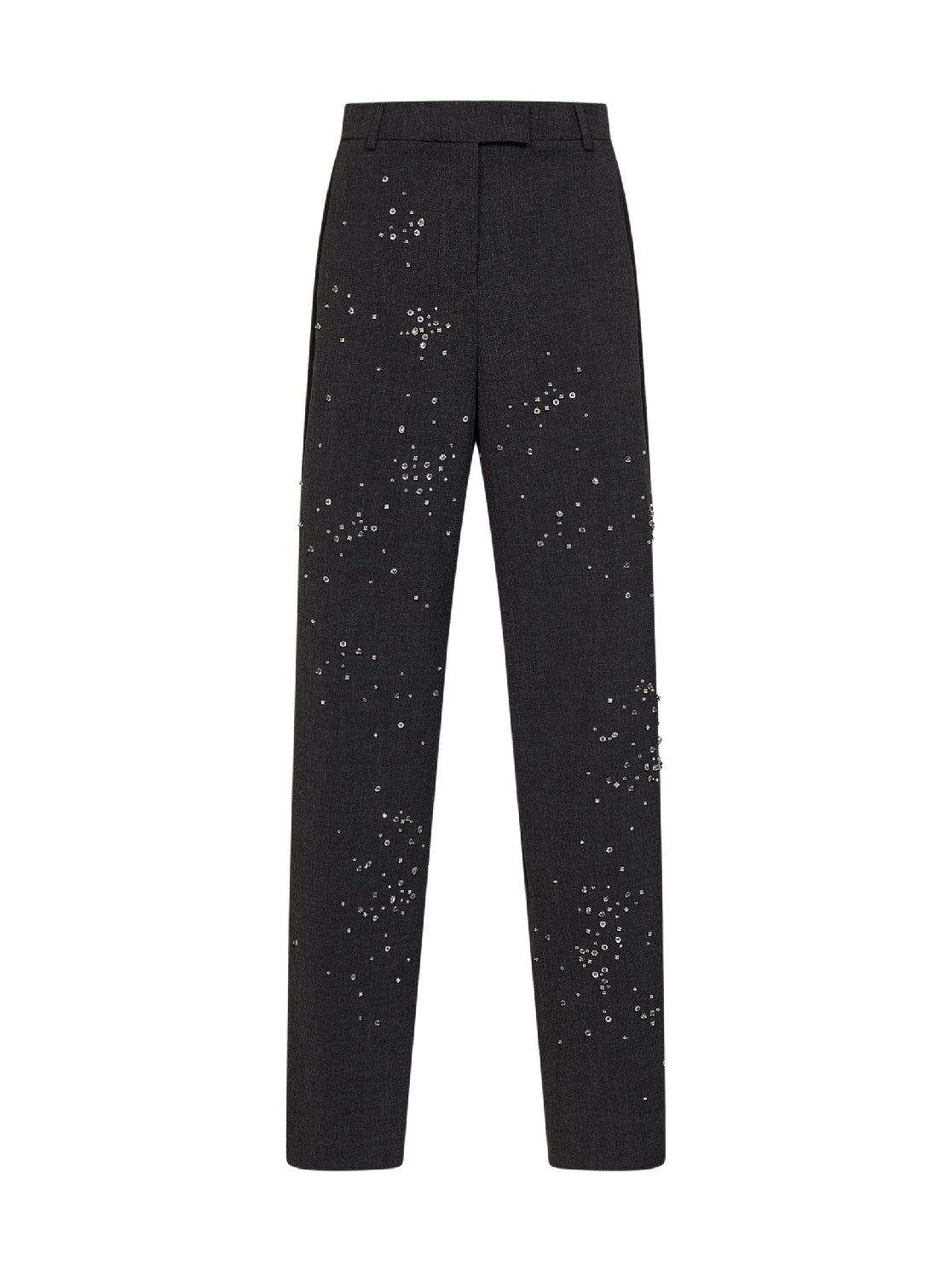 Dark steel canvas embroidered tailored trousers