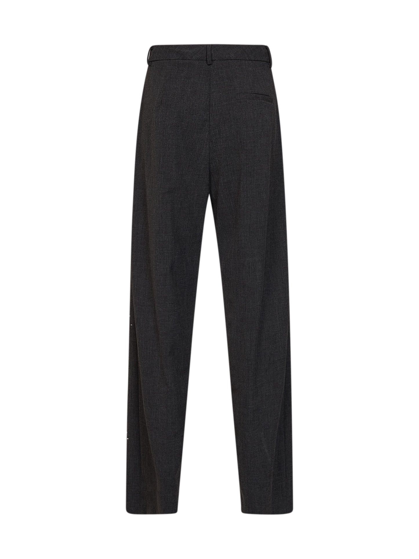 Dark steel canvas embroidered tailored trousers