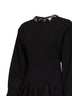 Miniabito svasato in crêpe stretch nero con ricami
