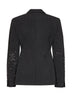Dark steel canvas double-breasted embroidered jacket