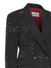 Dark steel canvas double-breasted embroidered jacket