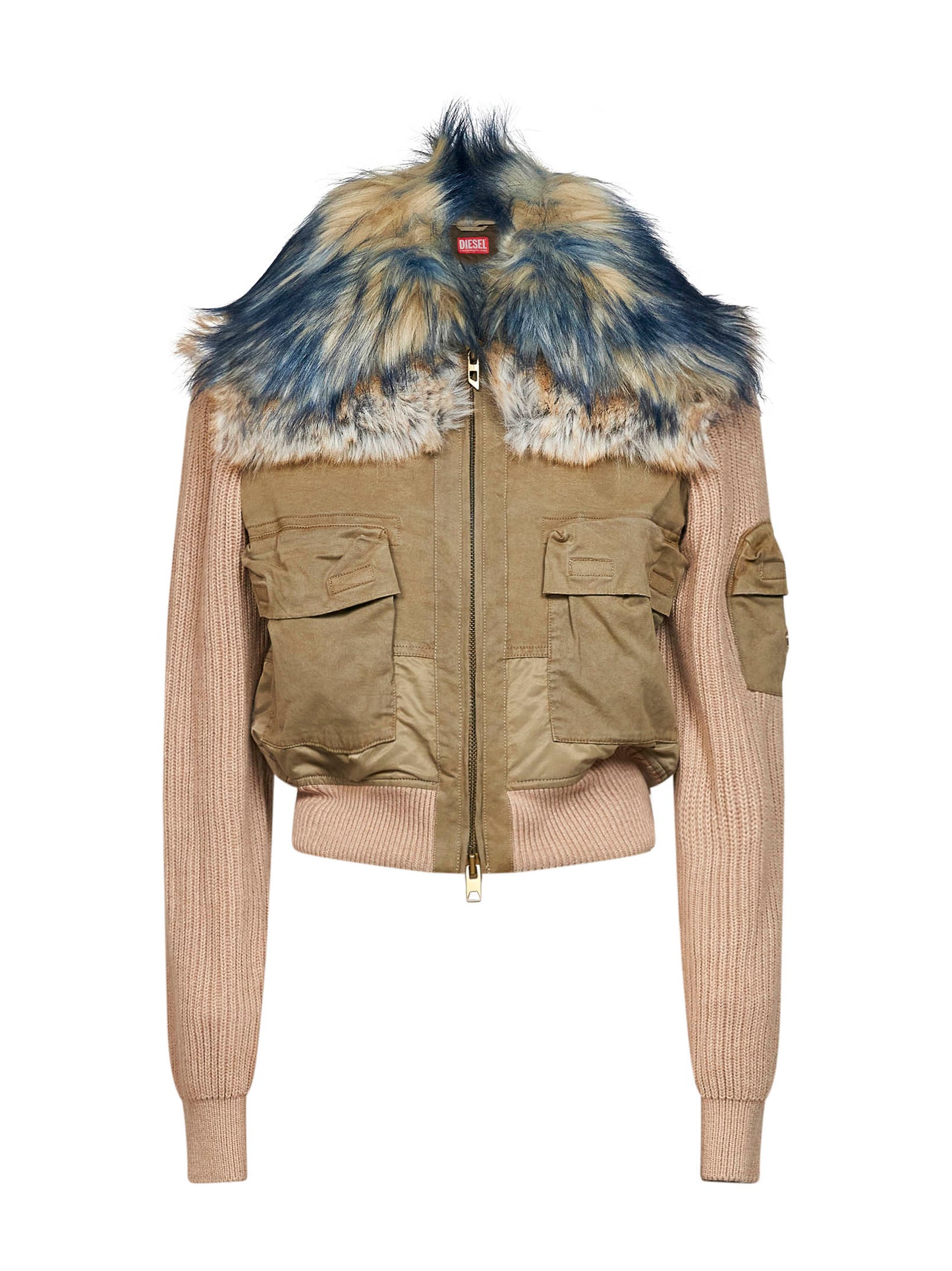 Bomber G-Ustav in cotone organico stretch e nylon riciclato kaki
