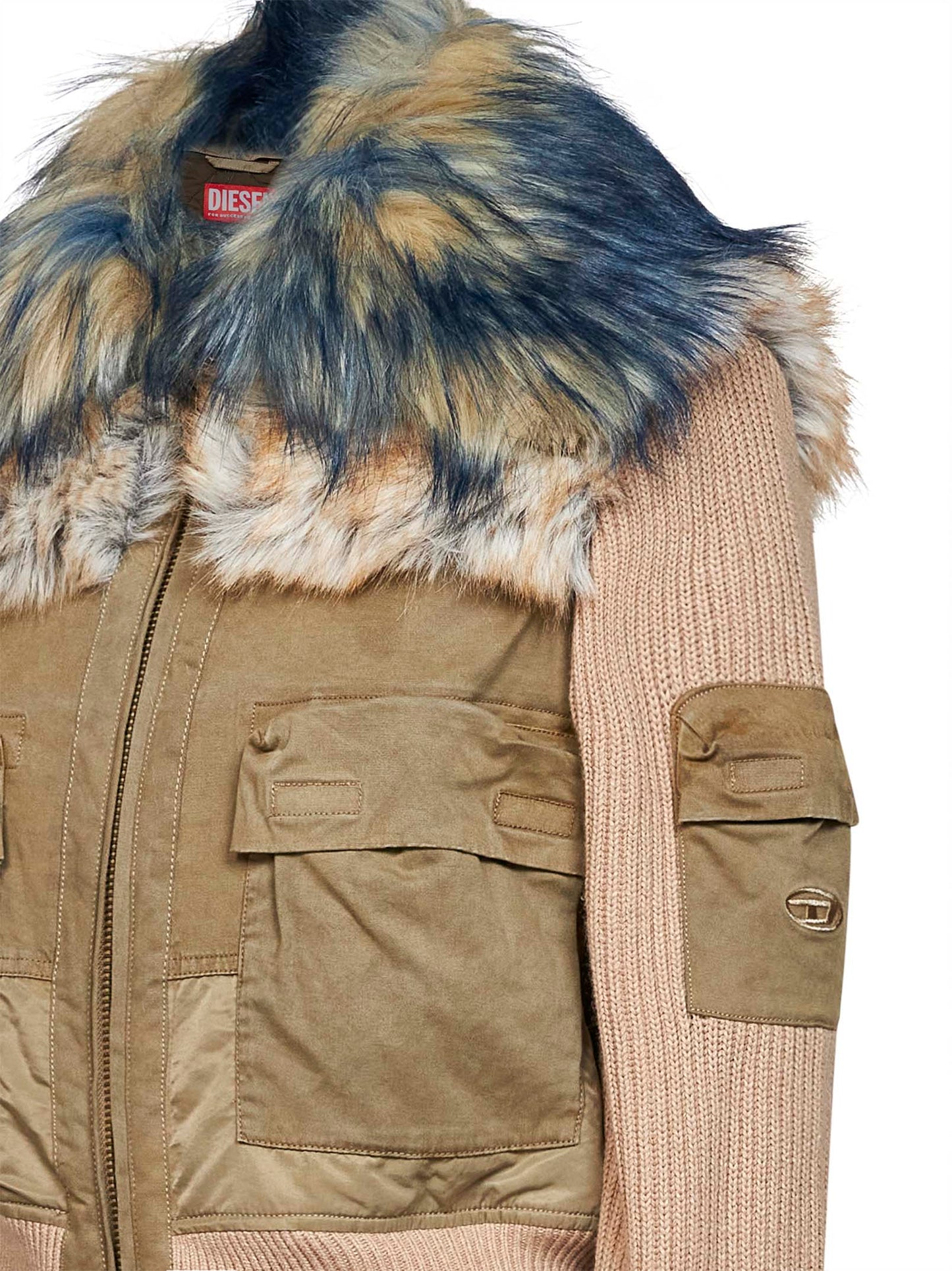 Bomber G-Ustav in cotone organico stretch e nylon riciclato kaki