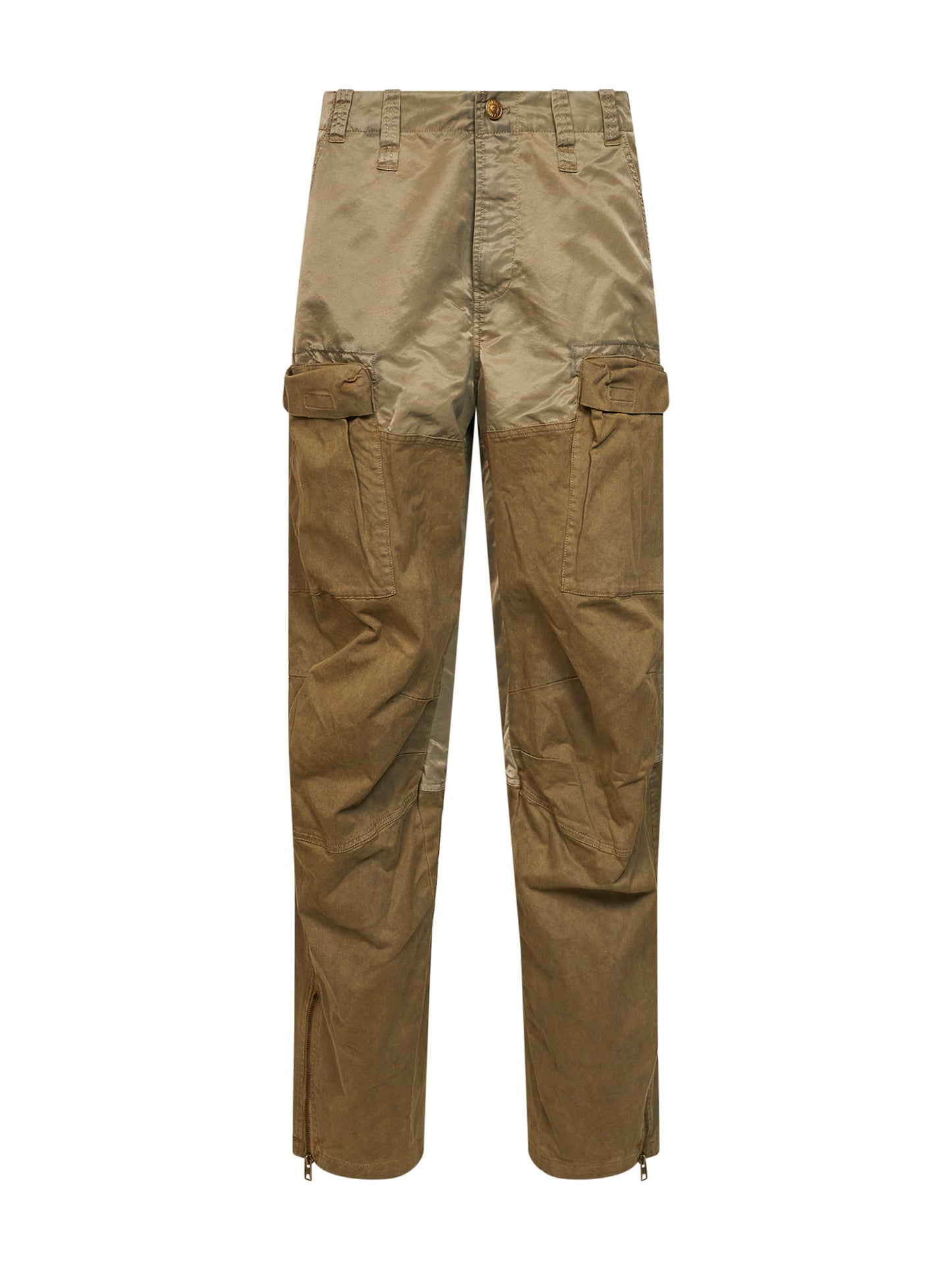 Khaki stretch cotton and nylon P-Parker cargo trousers