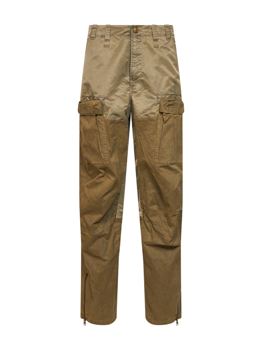 Pantaloni cargo P-Parker in cotone stretch e nylon kaki