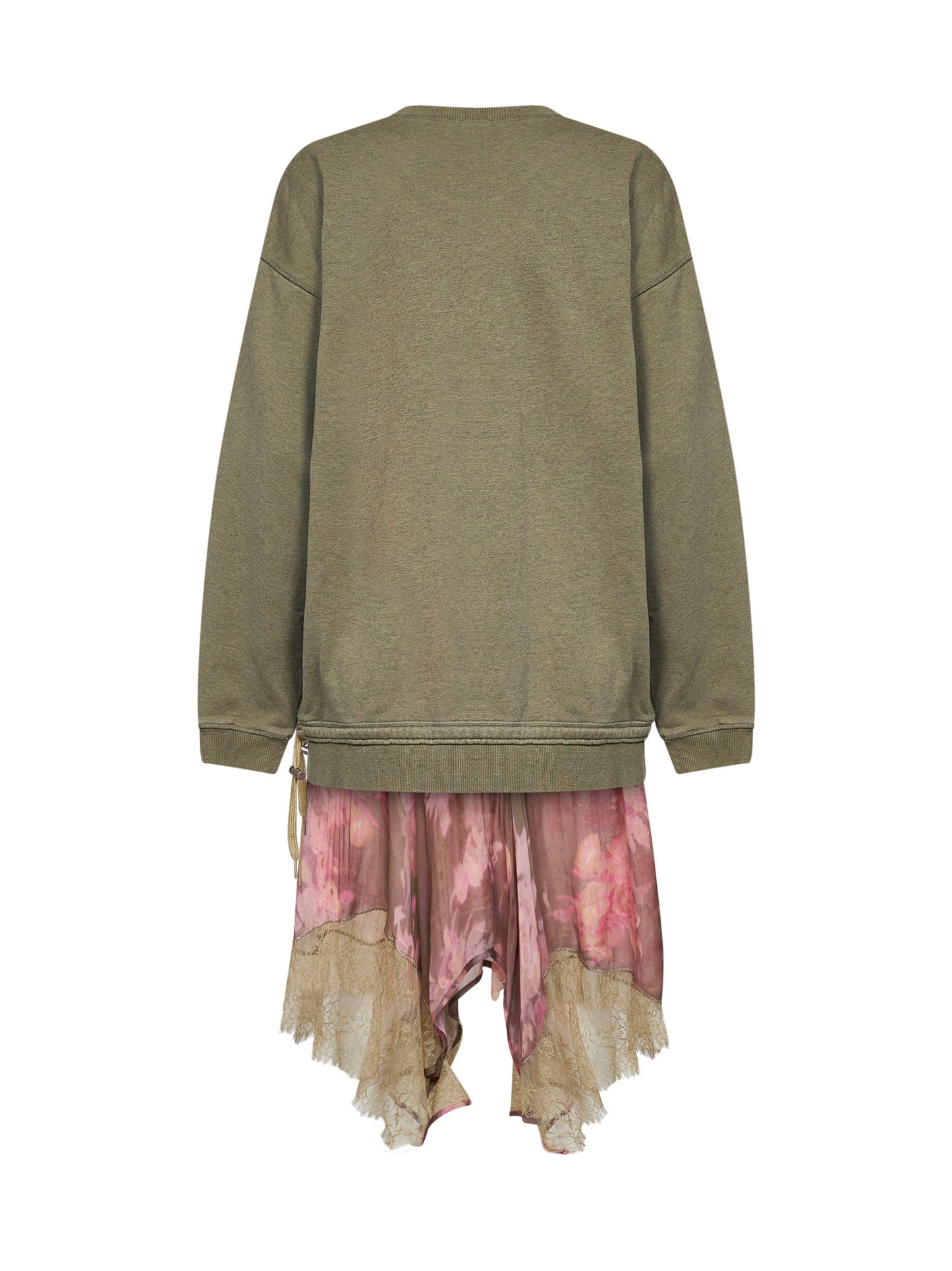 Green and pink D-Orely sweatshirt dress with chiffon skirt