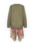 Green and pink D-Orely sweatshirt dress with chiffon skirt