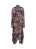 Abito midi asimmetrico D-riadi in chiffon e crêpe marrone