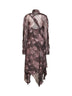 Abito midi asimmetrico D-riadi in chiffon e crêpe marrone