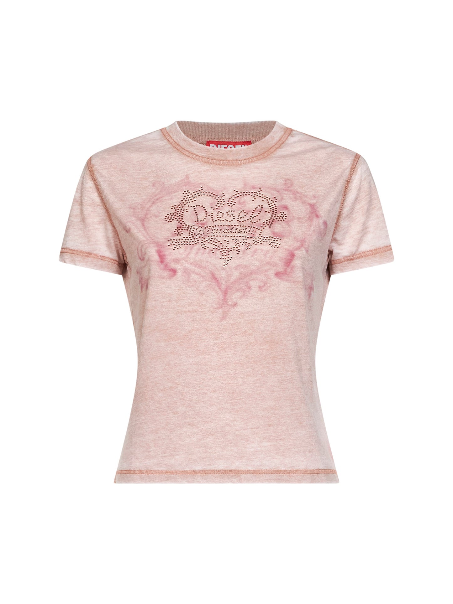 T-shirt T-Ila-Aa1 in jersey con strass rosa