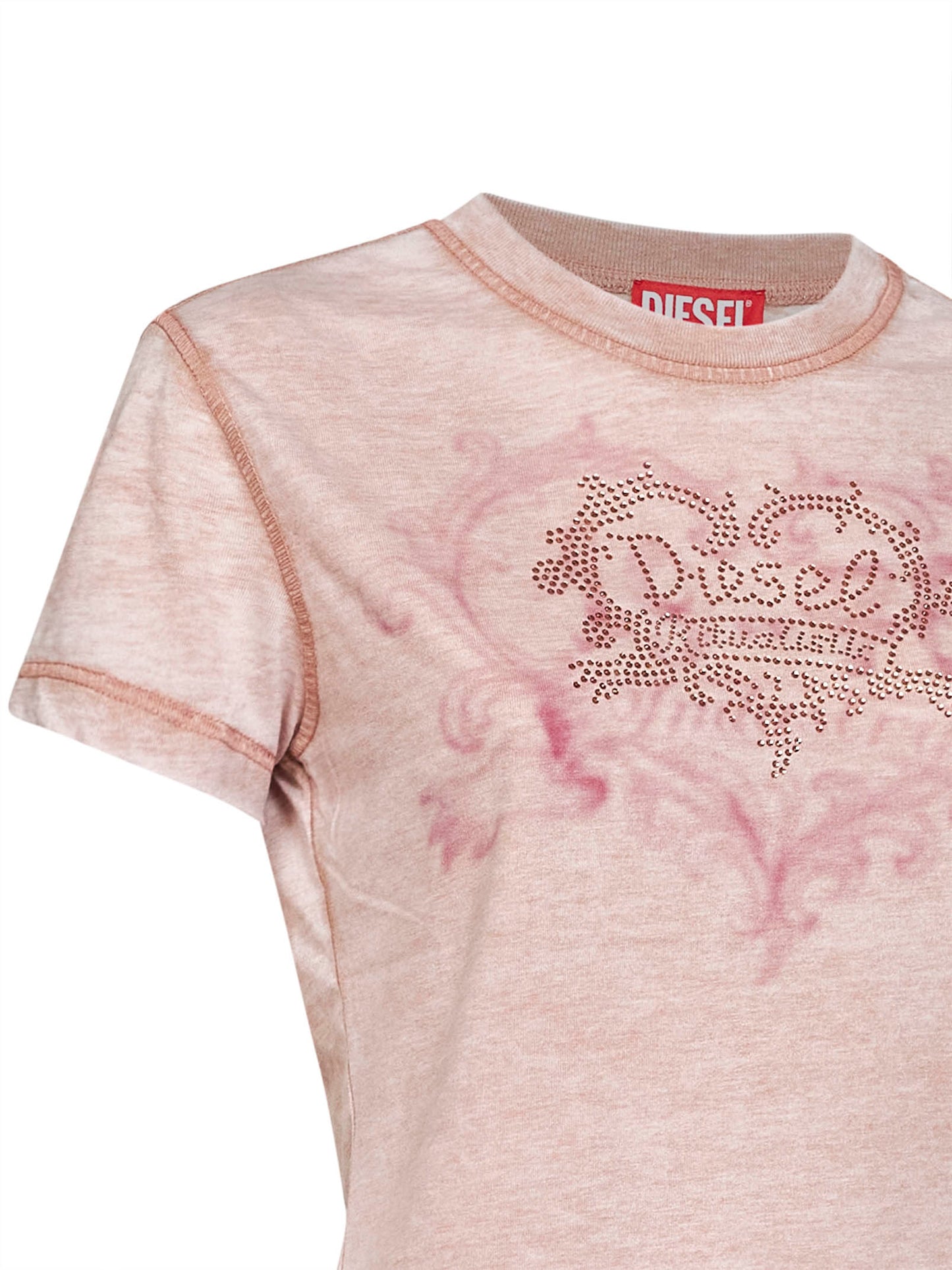 T-shirt T-Ila-Aa1 in jersey con strass rosa