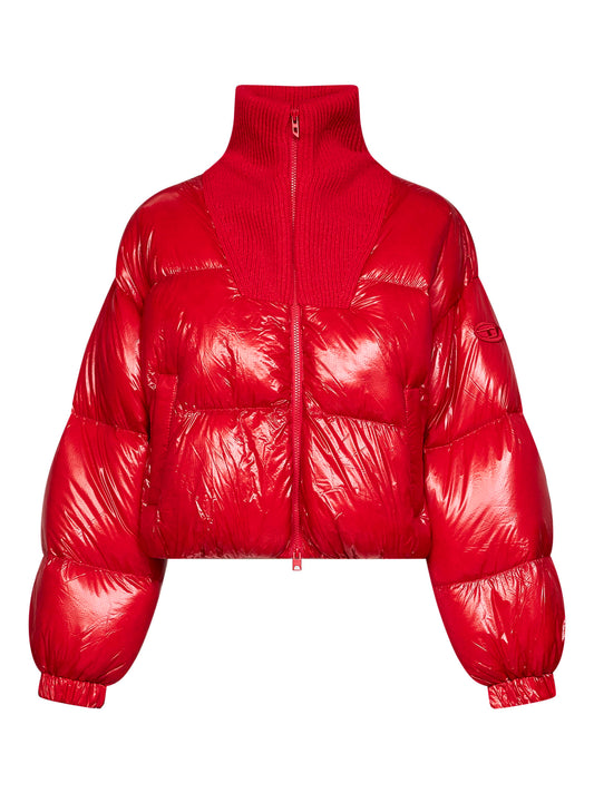 Piumino corto W-Arrior in nylon lucido rosso