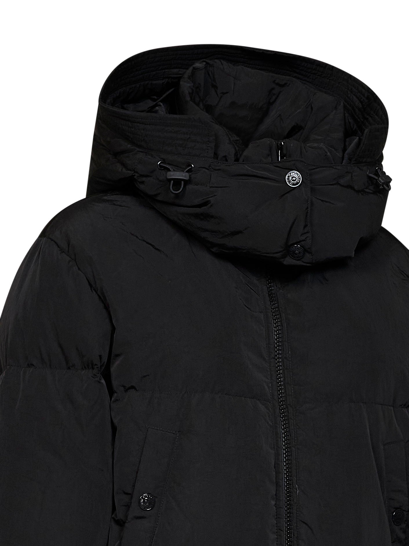 Black W-Peyt-Short-New-Wd hooded down jacket