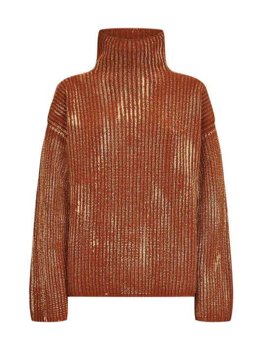 Brown ribbed wool-blend M-Amet sweater