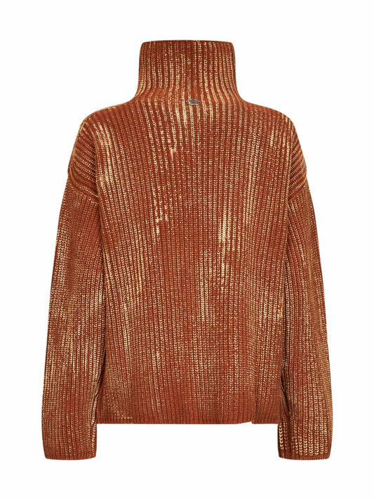 Brown ribbed wool-blend M-Amet sweater