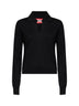 Black silk and cotton knit M-Lilli polo shirt