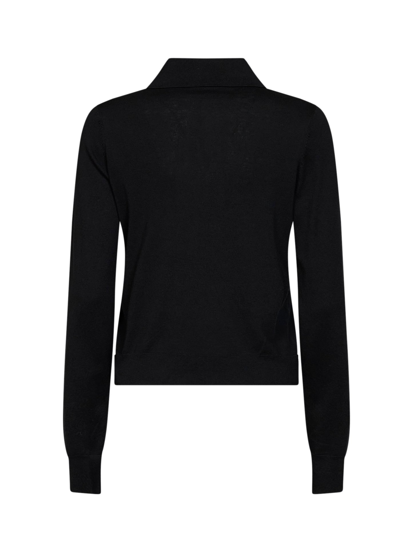 Black silk and cotton knit M-Lilli polo shirt