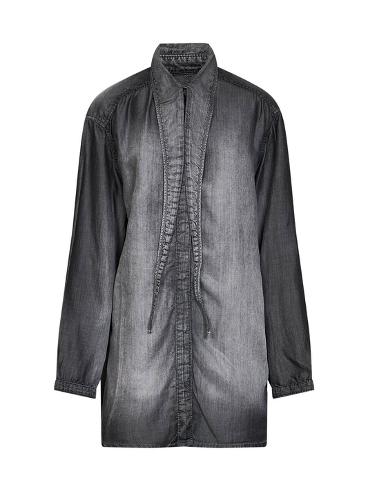 Camicia De-Arven-S in denim fluido spalmato grigio