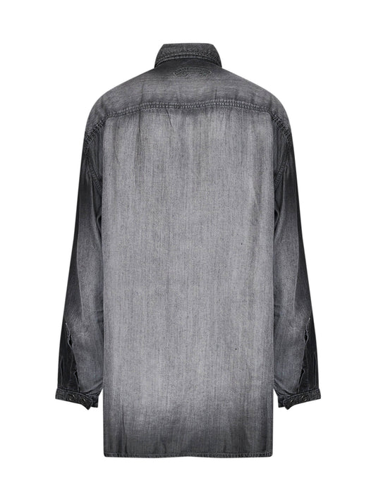 Camicia De-Arven-S in denim fluido spalmato grigio