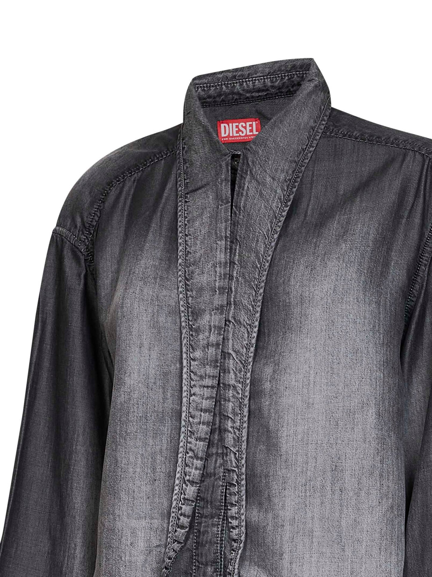 Grey coated fluid denim De-Arven-S shirt