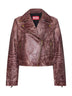 Cognac textured leather L-Unatic-T1 biker jacket