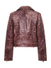 Cognac textured leather L-Unatic-T1 biker jacket
