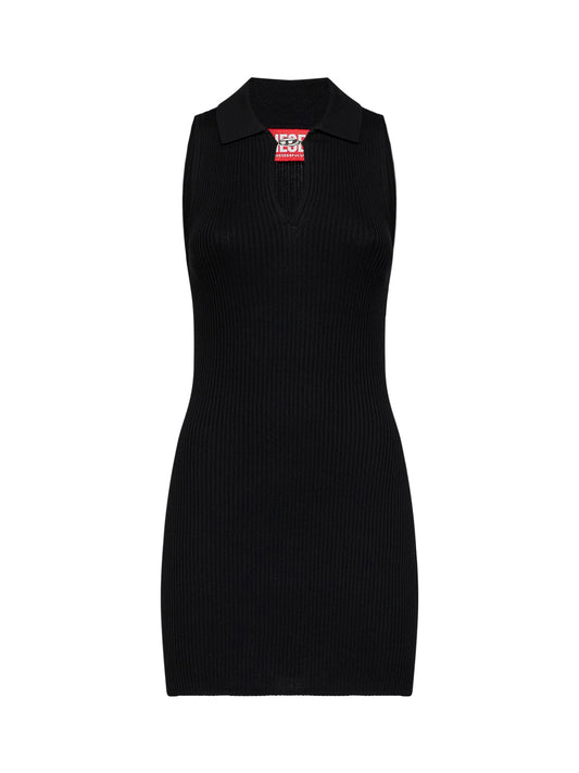 Black ribbed knit M-Lilma mini dress