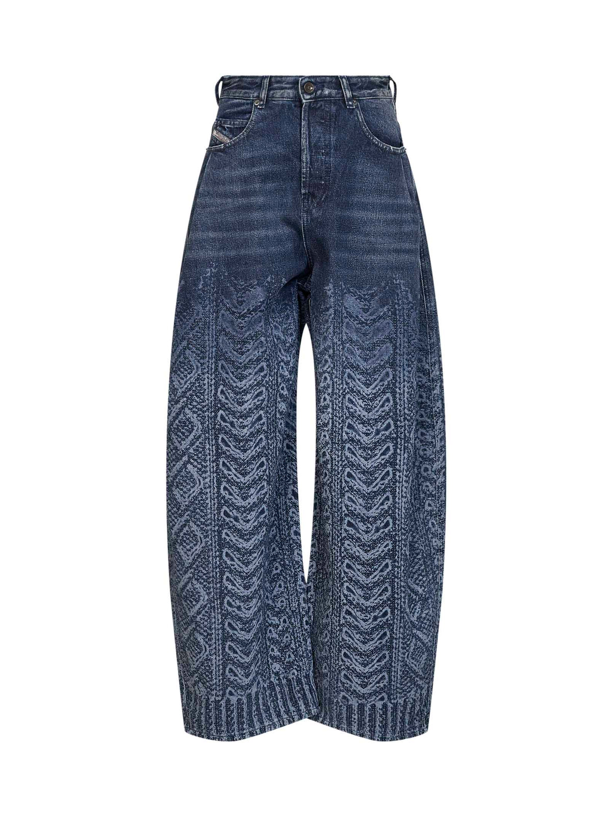 Blue cable-knit effect denim 1987 D-Khelz-S2 wide-leg jeans